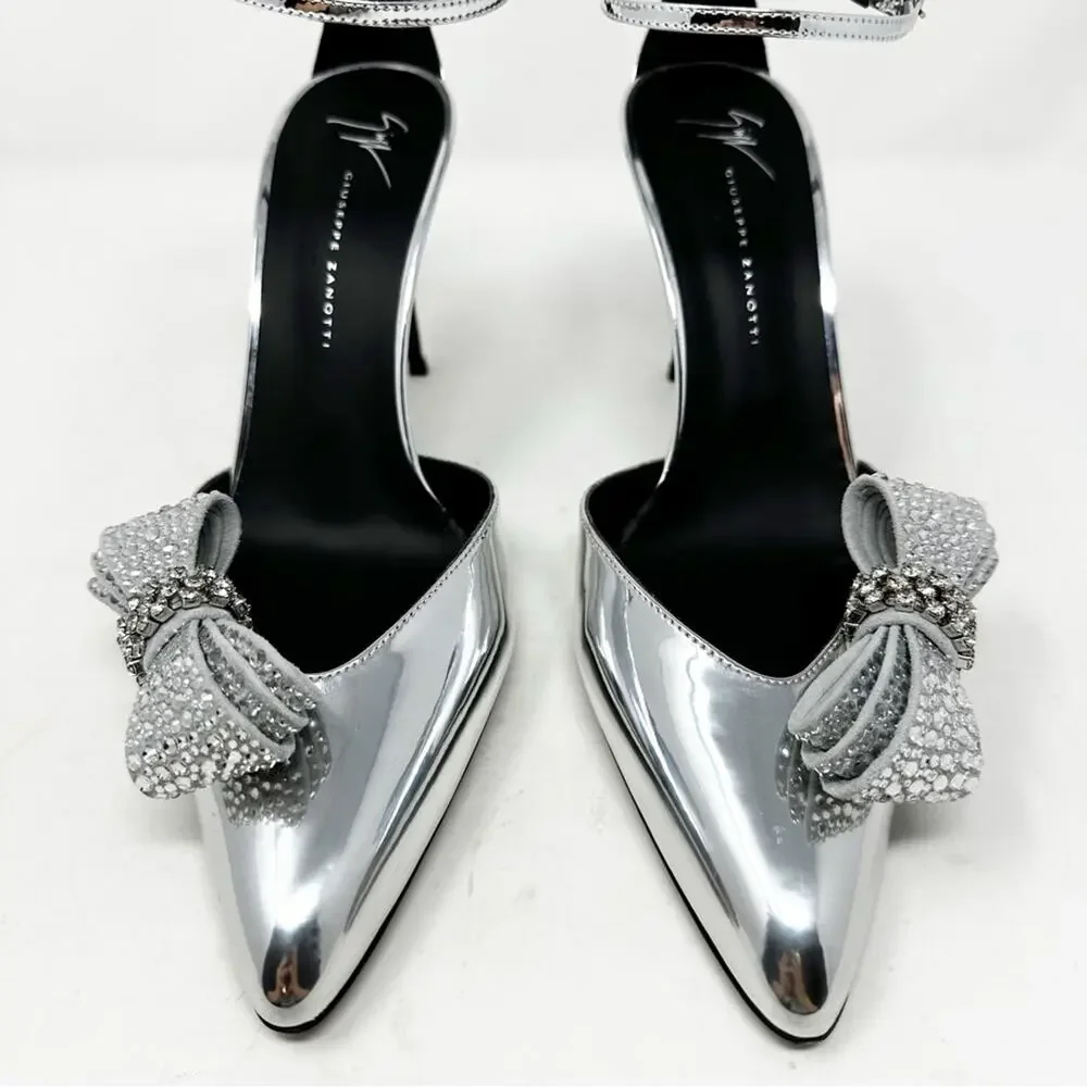 Giuseppe Zanotti Crystal Bow Ankle Strap Heels Womens Size EU 41